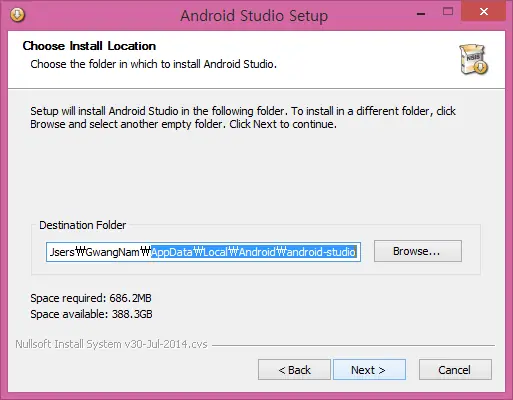 Android Studio path