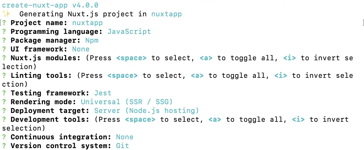 nuxt app init